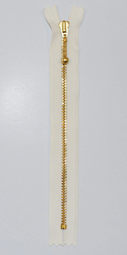 Lynlås - 20 cm - Ecru m/ Messing