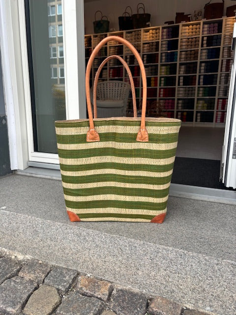 Kurvetaske - Bastvæv striber - Large