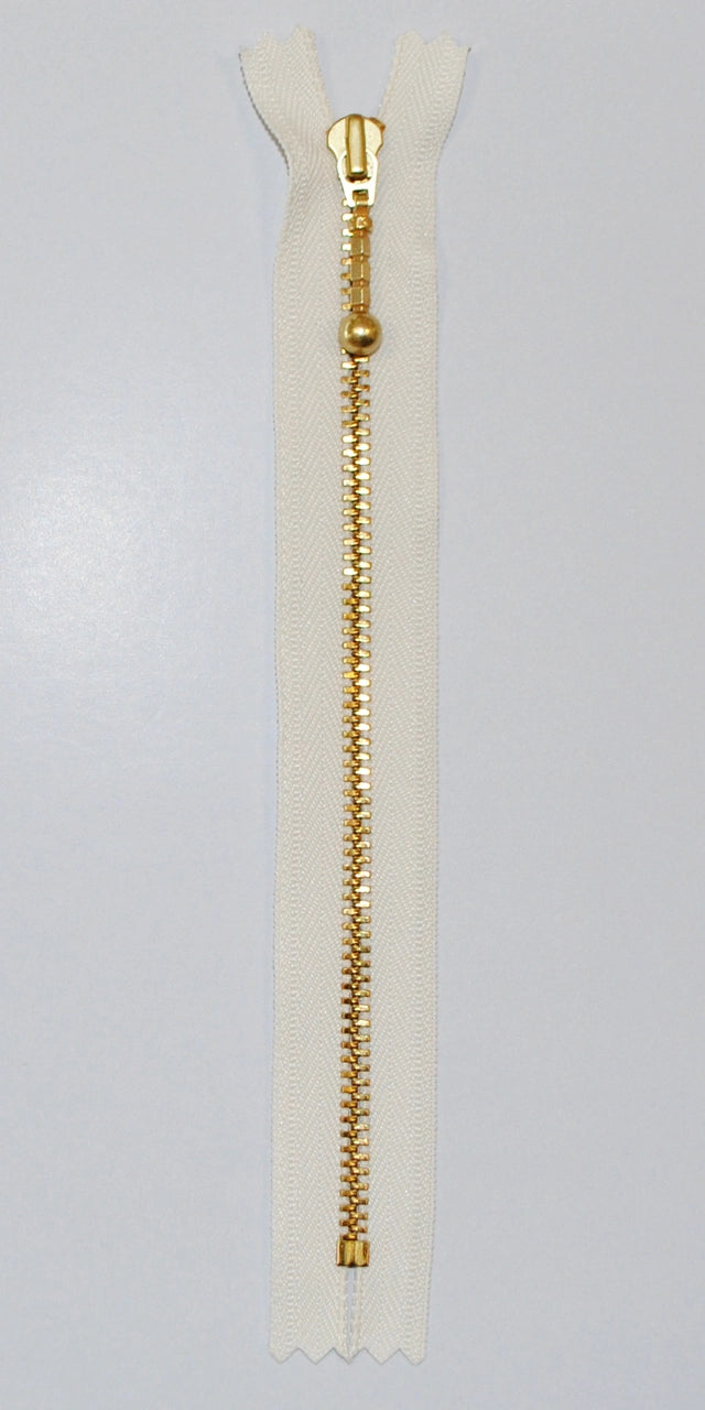 Lynlås - 23 cm - Ecru m/ Messing