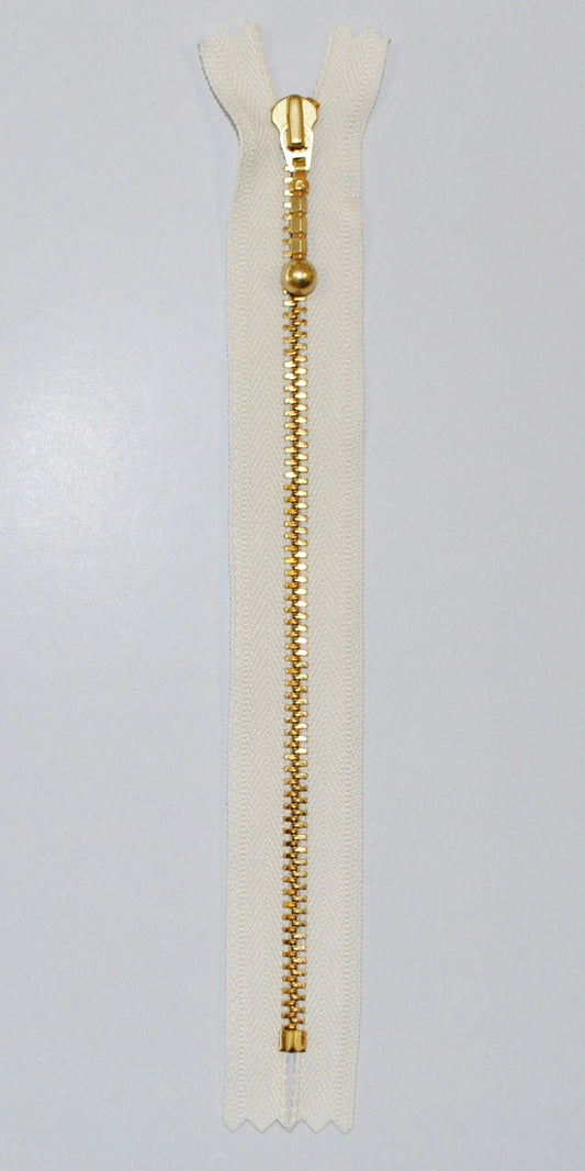 Lynlås - 23 cm - Ecru m/ Messing