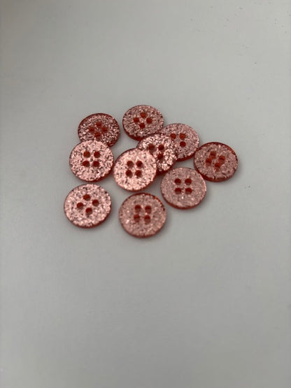 Knapper - Lyserød glimmer - 15 mm