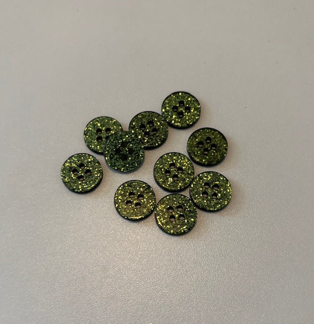 Knapper - Grøn glimmer - 15 mm