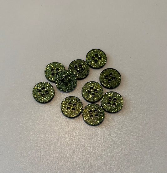 Knapper - Grøn glimmer - 15 mm