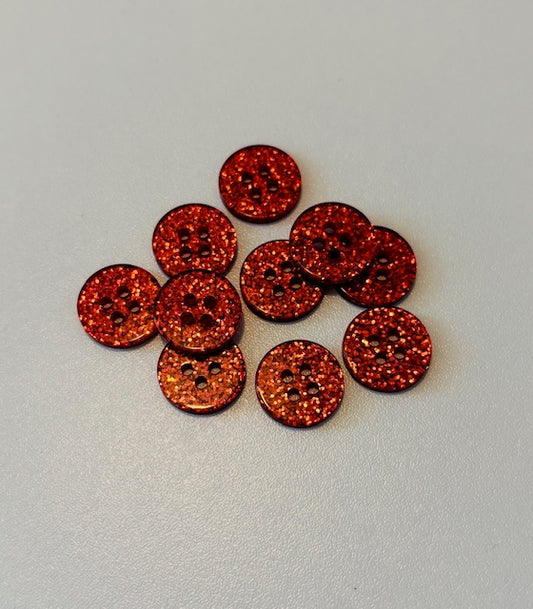 Knapper - Rød glimmer - 15 mm